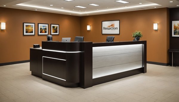 Comptoir d'accueil avec prises électriques : praticité et style